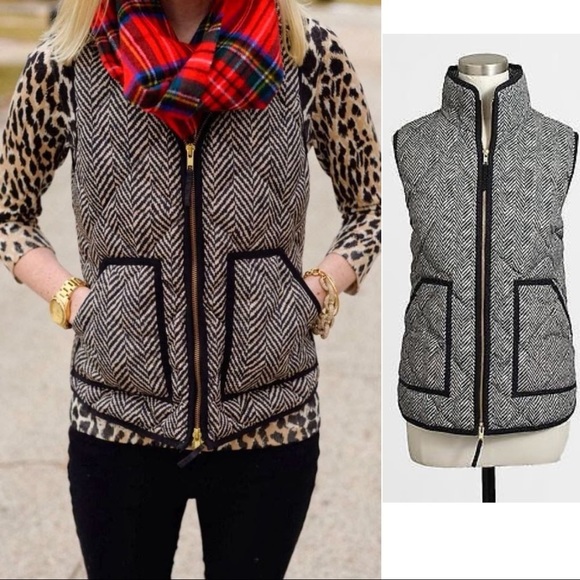 THE J. Crew Excursion Quilted Herringbone Quilted Vest 02533 Fall Layering Chic - Picture 1 of 12